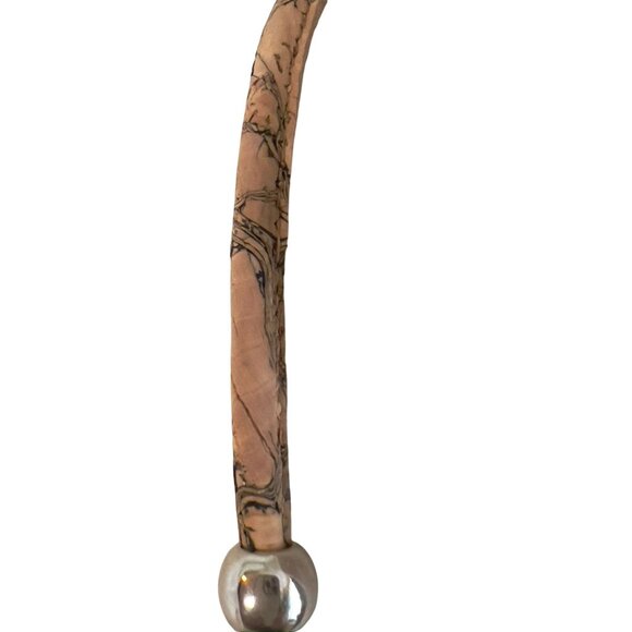 Handcrafted Cork & Silver-Plated Metal Choker Necklace With Ornate Floral Design - Picture 5 of 7